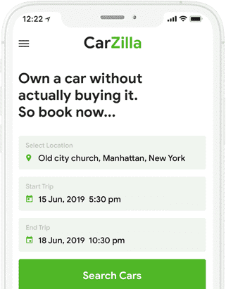 Carzilla - Car Rental Self Driving App at opus labworks